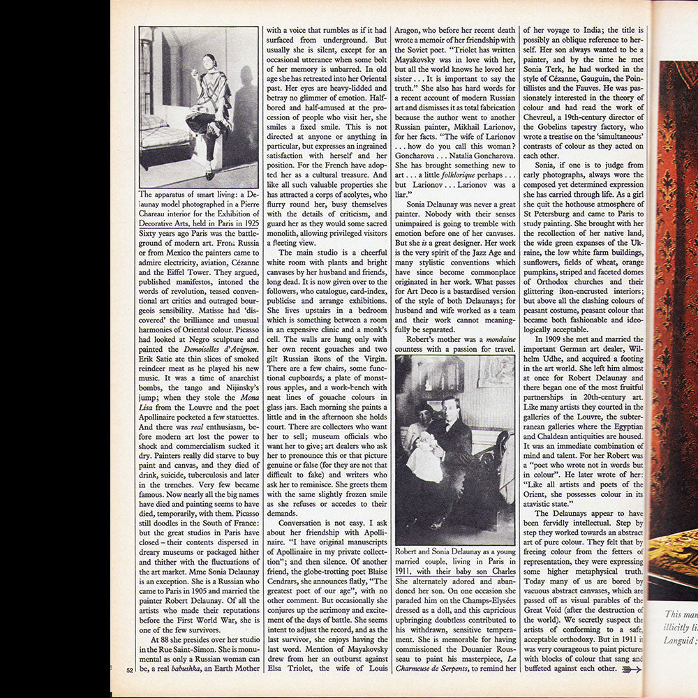 The Sunday Times Magazine, March 4 1973 : Surviving in Style, Bruce Chatwin visits Mme Madeleine Vionnet and Mme Sonia Delaunay