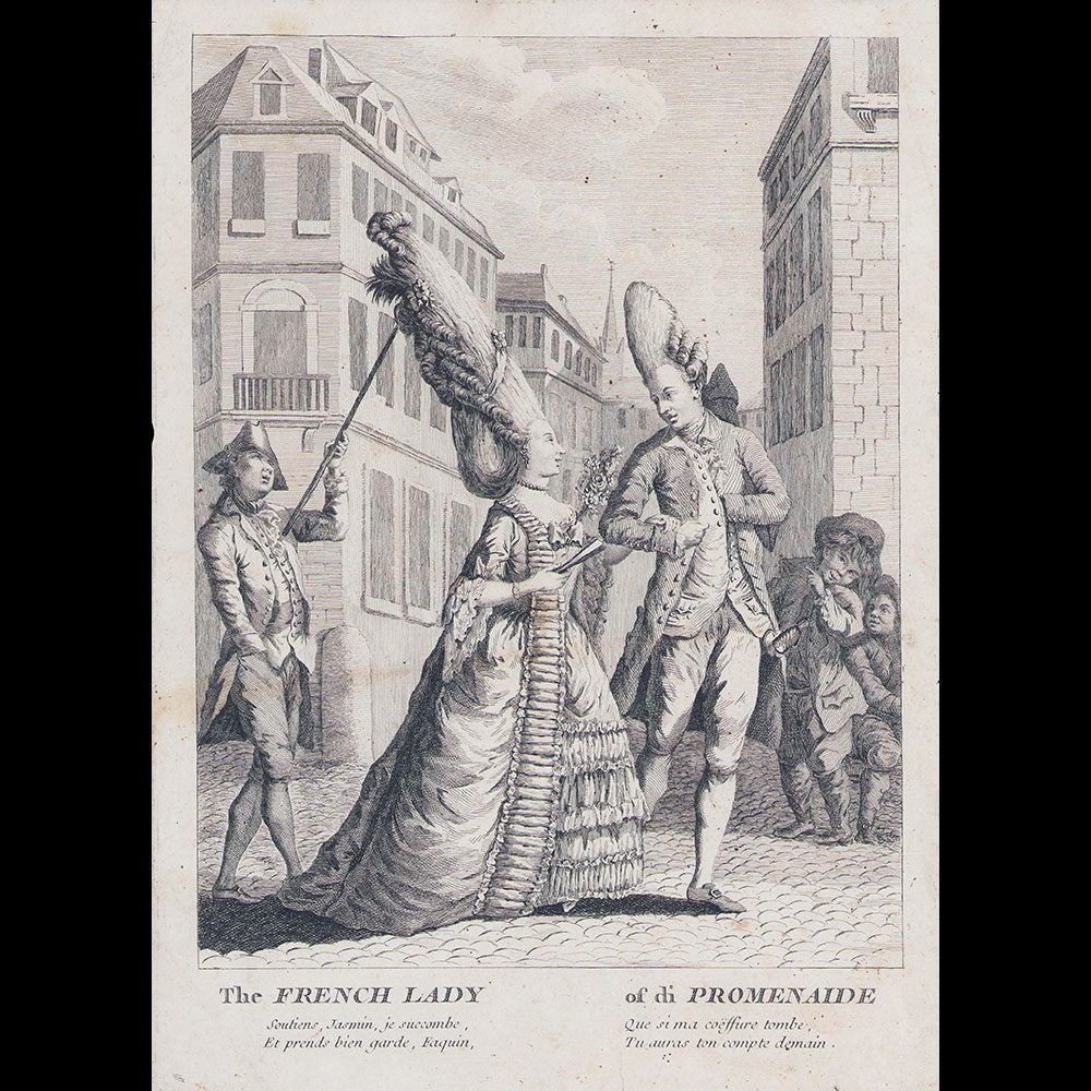 The French Lady of di Promenaide - Caricature des coiffures hautes (circa 1770-1780)