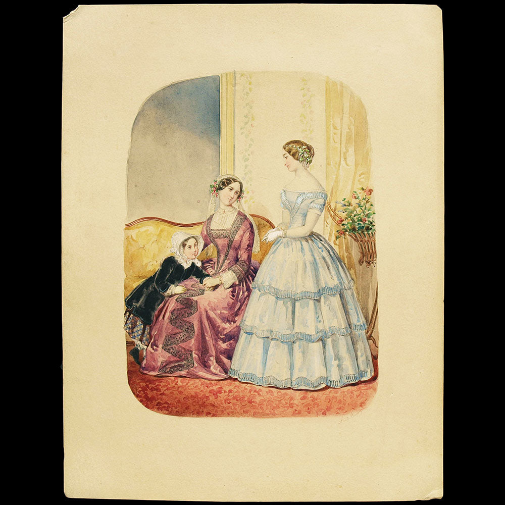 Anaïs Toudouze - Dessin pour une revue de mode (circa 1860s)