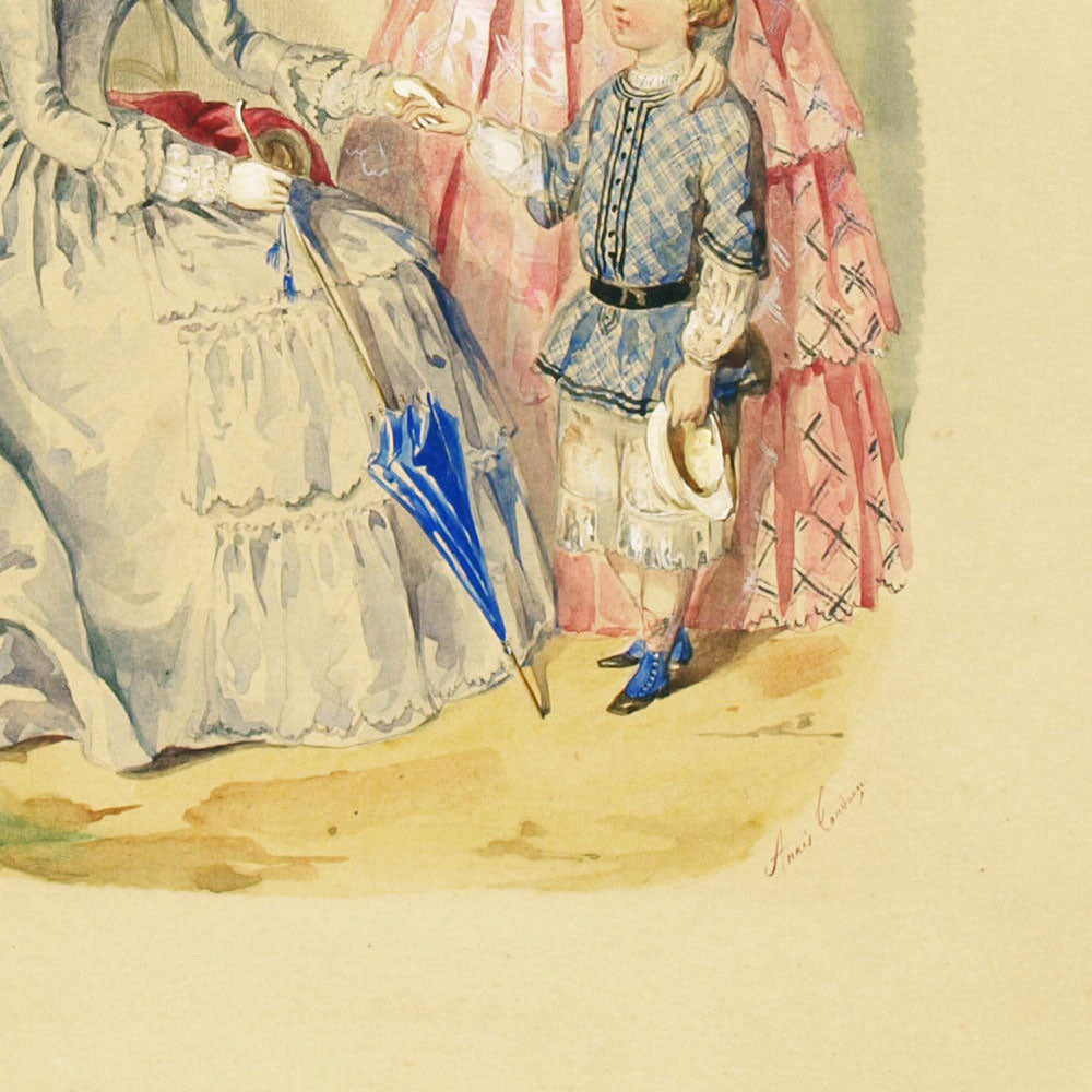 Anaïs Toudouze - Dessin pour une revue de mode (circa 1860s)