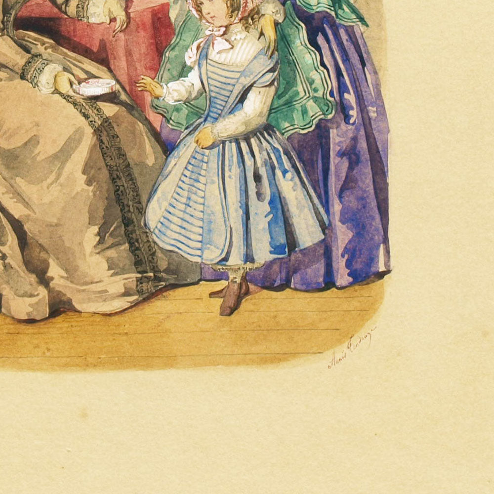 Anaïs Toudouze - Dessin pour une revue de mode (circa 1860s)