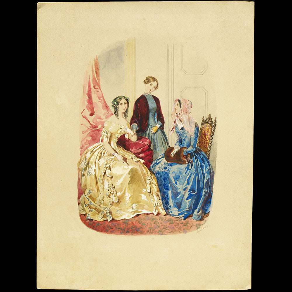 Anaïs Toudouze - Dessin pour une revue de mode (circa 1860s)