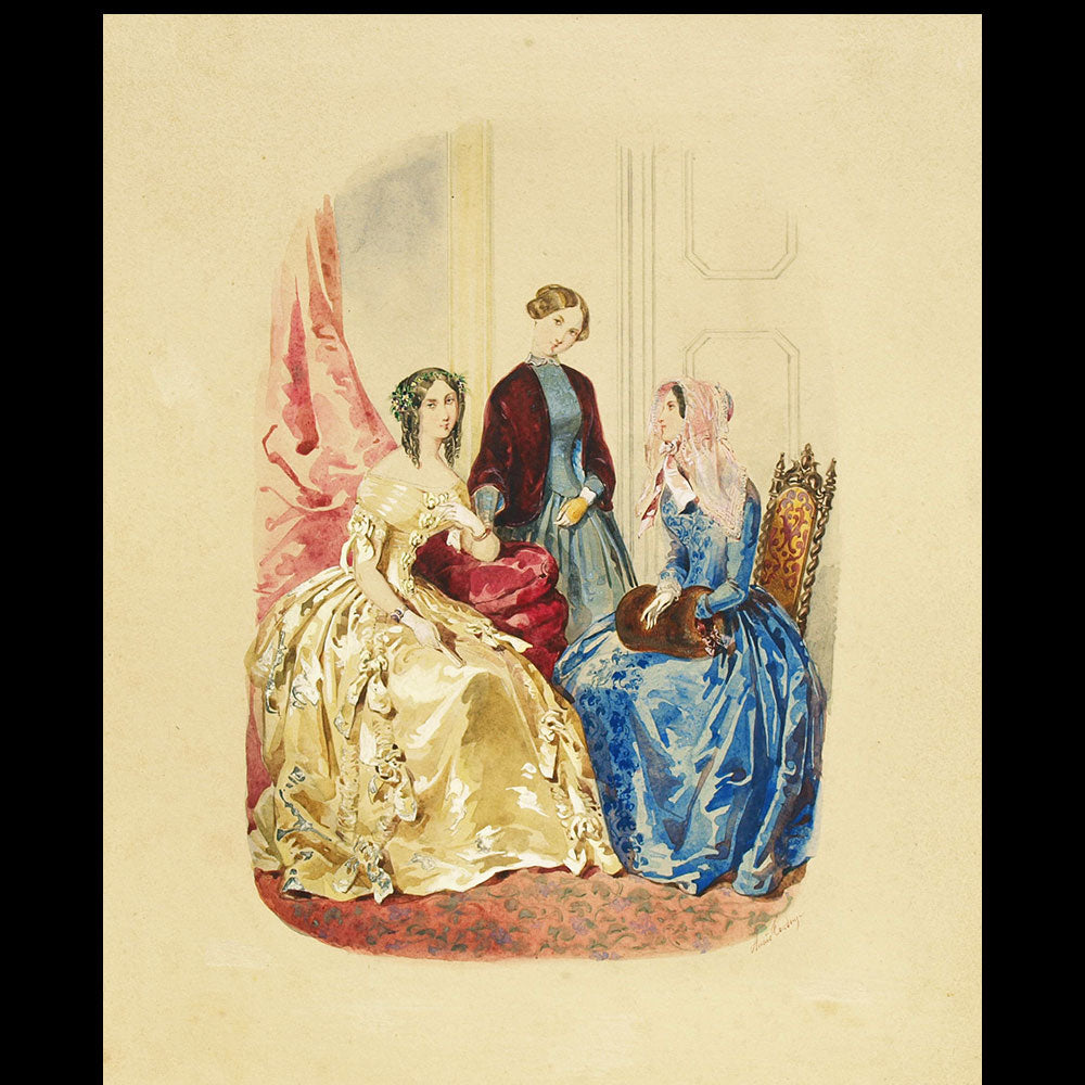 Anaïs Toudouze - Dessin pour une revue de mode (circa 1860s)