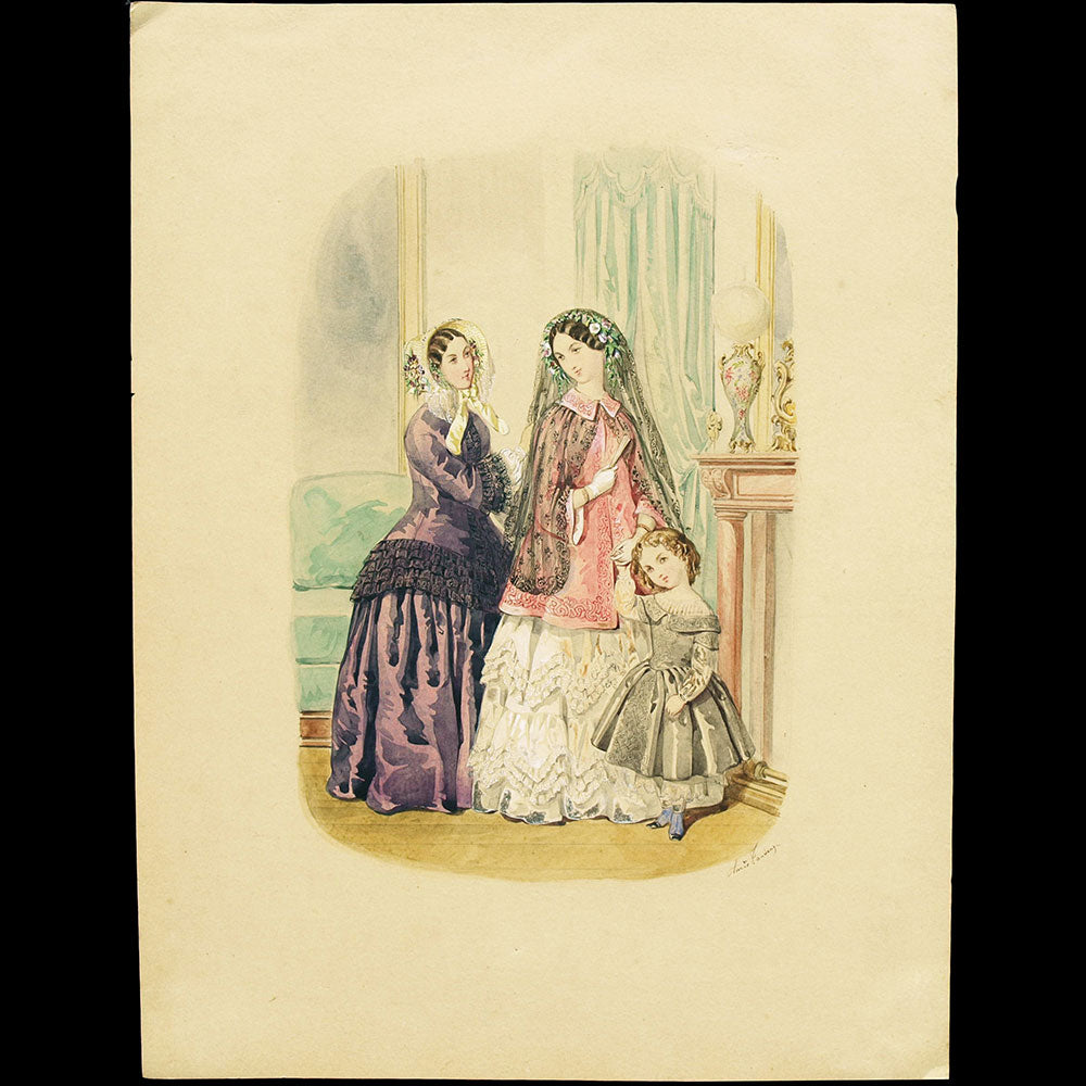 Anaïs Toudouze - Dessin pour une revue de mode (circa 1860s)