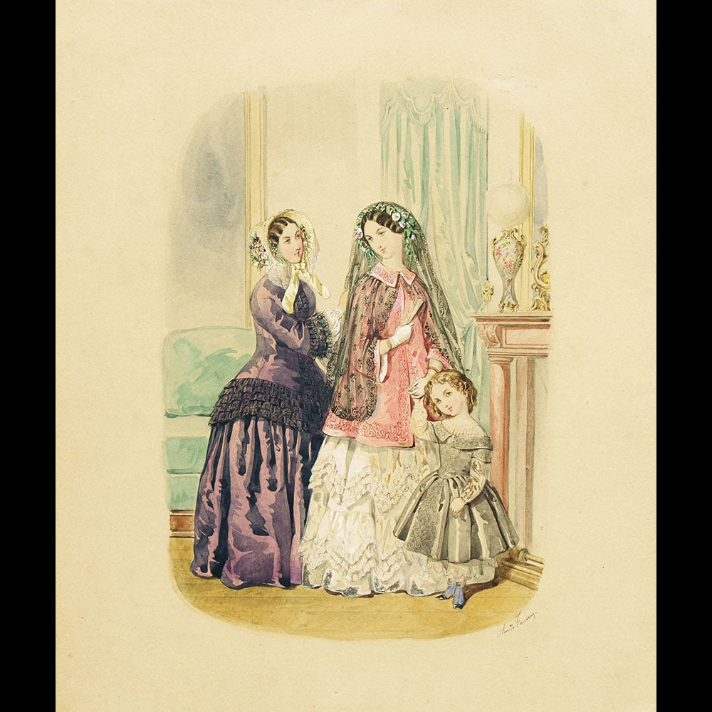 Anaïs Toudouze - Dessin pour une revue de mode (circa 1860s)