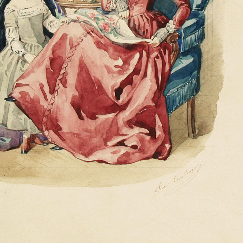 Anaïs Toudouze - Dessin pour une revue de mode (circa 1860s)