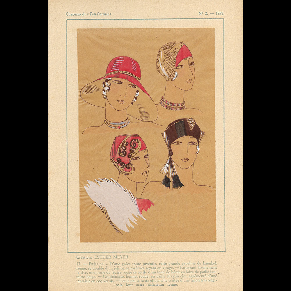 Les Chapeaux du Très Parisien, Réunion de 11 planches du n°2, été 1929