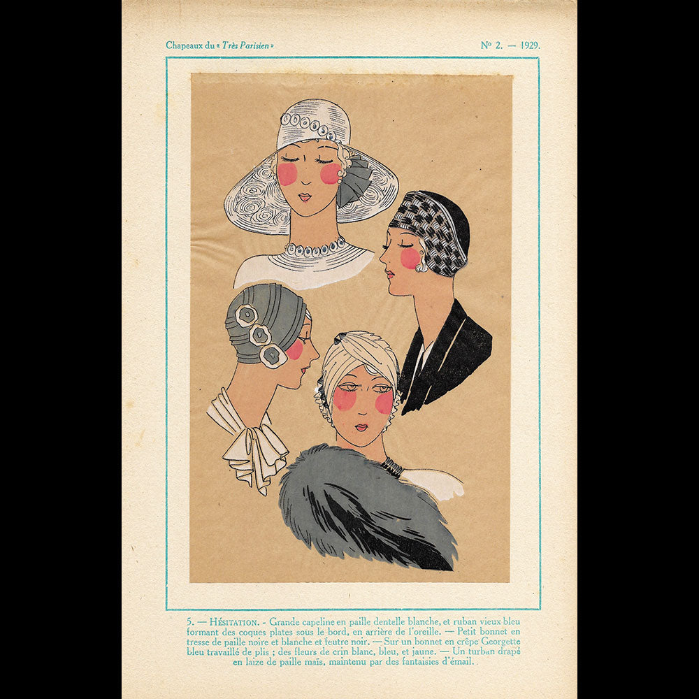 Les Chapeaux du Très Parisien, Réunion de 11 planches du n°2, été 1929