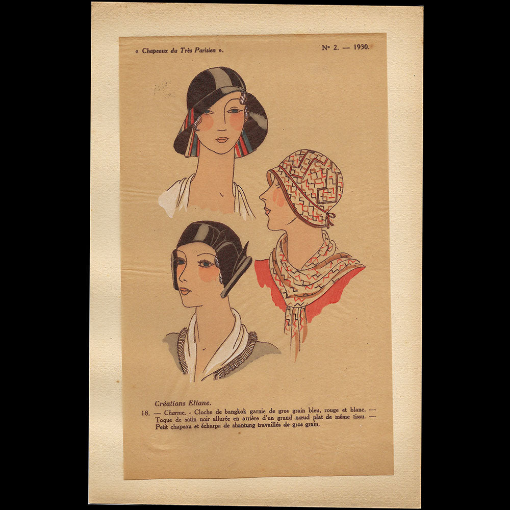 Les Chapeaux du Très Parisien, Réunion de 8 planches du n°2, été 1930