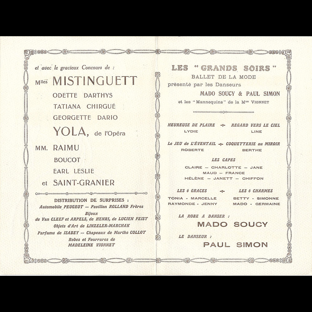 Vionnet - Programme du Grand Bal du Samedi 13 décembre 1924, illustration de Gesmar