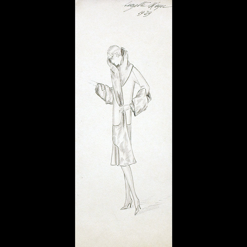 Vionnet - Dessin d'une robe par Suzette Meyer (1929)