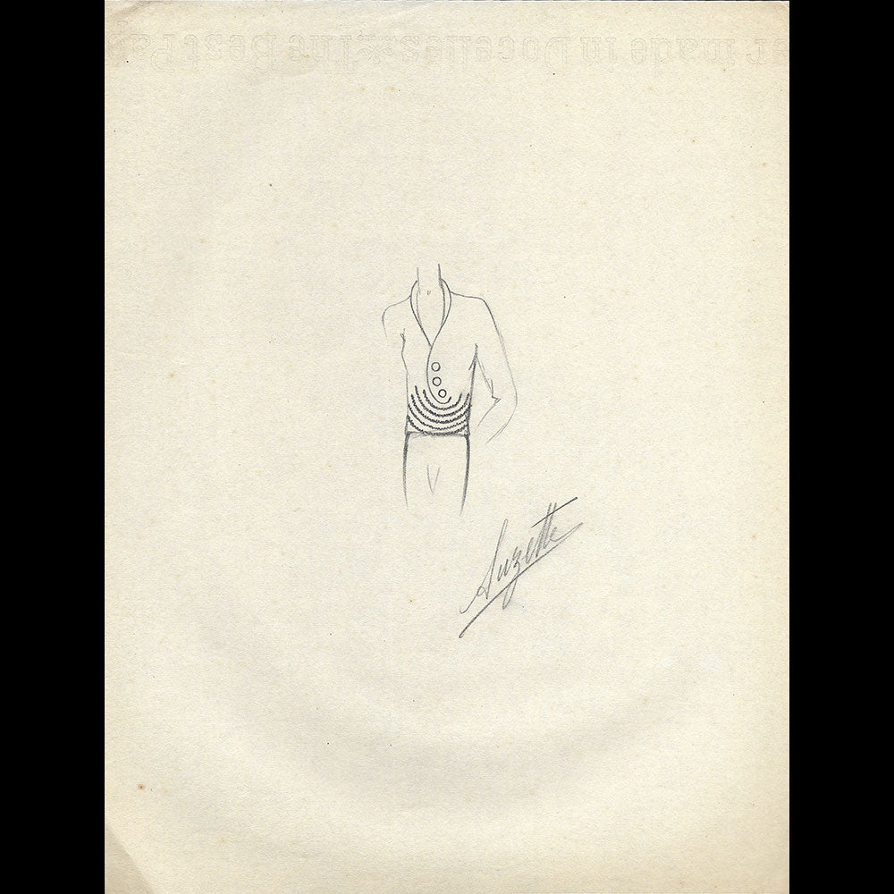 Vionnet - Dessin d'une blouse par Suzette (circa 1930)