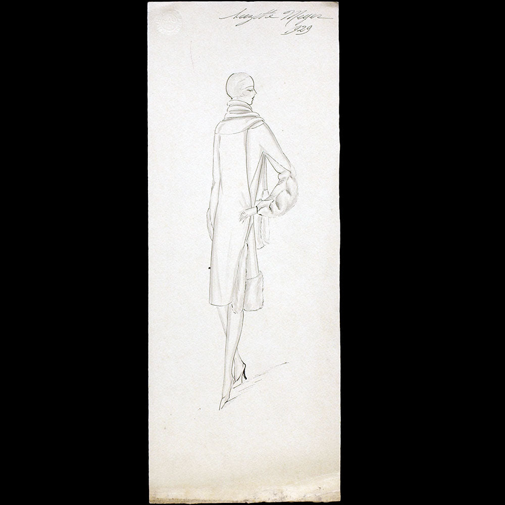 Vionnet - Dessin d'une robe par Suzette Meyer (1929)