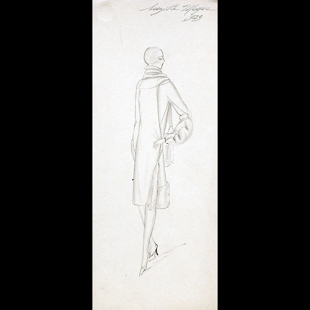 Vionnet - Dessin d'une robe par Suzette Meyer (1929)