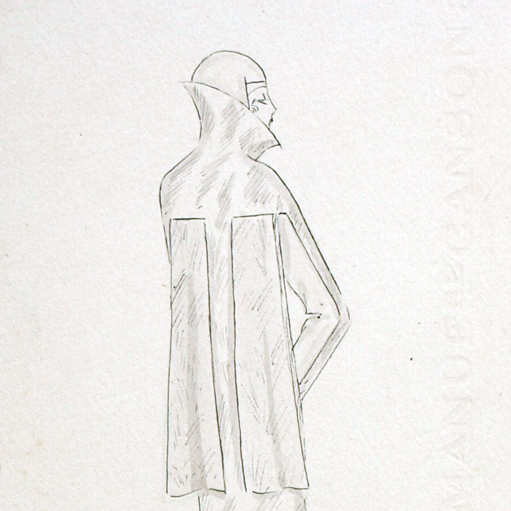 Vionnet - Dessin d'une robe par Suzette Meyer (1929)