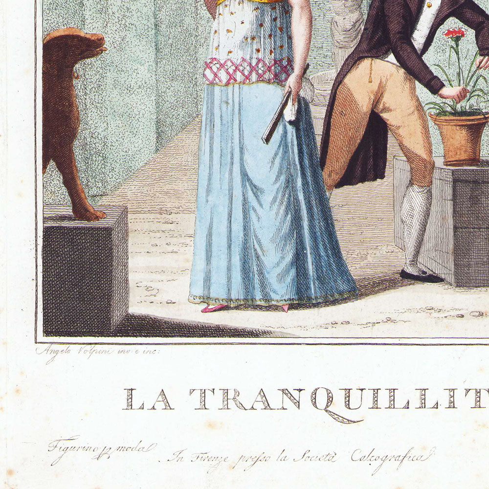 La Tranquillita, Figurino di moda n°9, gravure de mode italienne d'Angelo Volpini (1797)