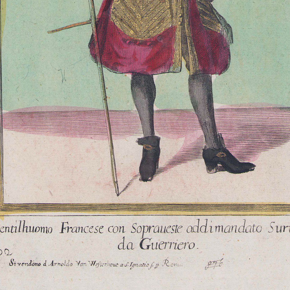 Gentilhuomo Francese, gravure italienne d'Arnold Van Westerhout d'après Jean Dieu de Saint-Jean (circa 1683)