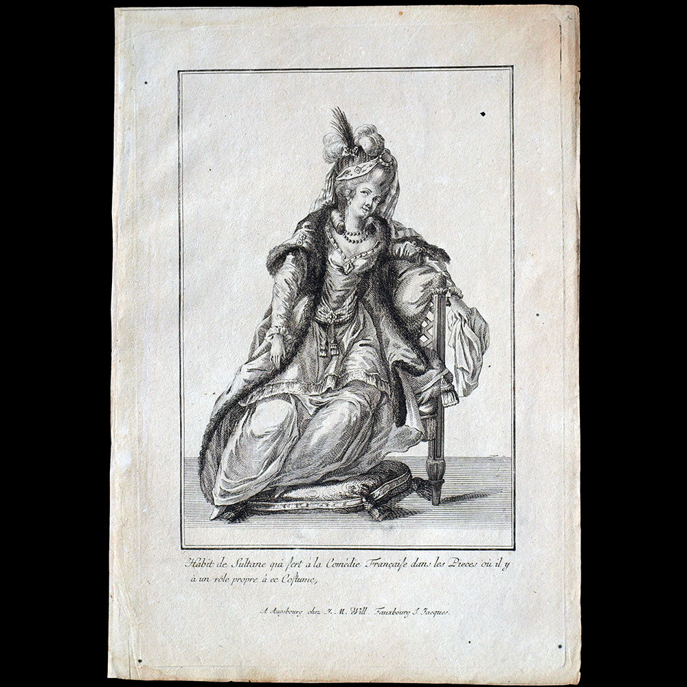 Gallerie des Modes et Costumes Français, gravure n° bb 152, Habit de Sultane (1779), copie allemande