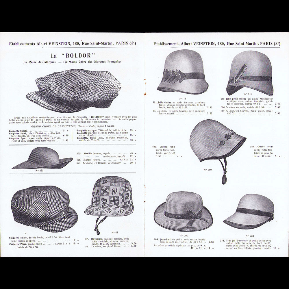 Albert Veinstein - Catalogue de chapeaux (1919)