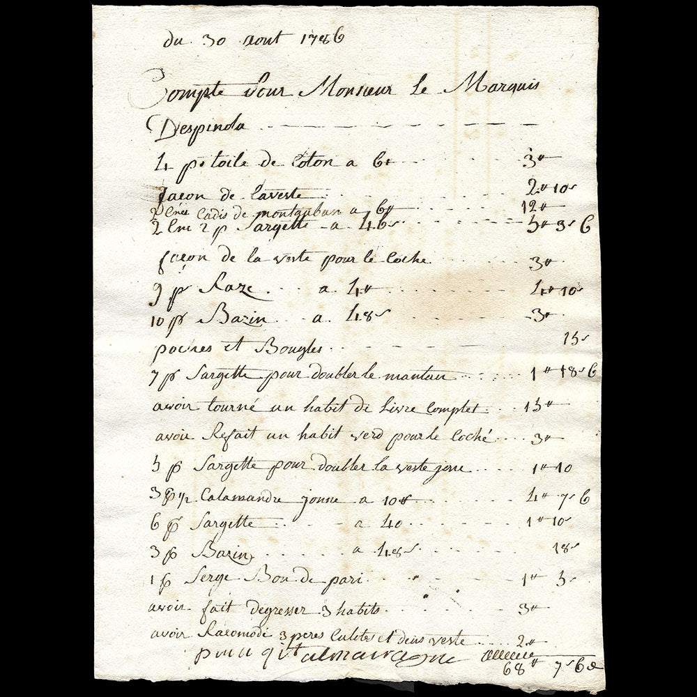 Mémoires de tailleur, marchands merciers et passementiers de Toulouse (1784-1791)