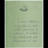 Astesiano - Lettre annonçant la sélection de modèles de Paris (circa 1920s)