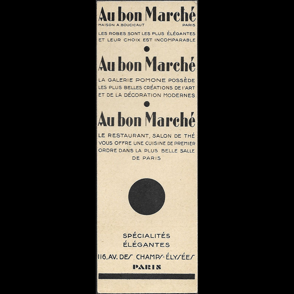 Au Bon Marché - Marque page du grand magasin parisien (1920s)