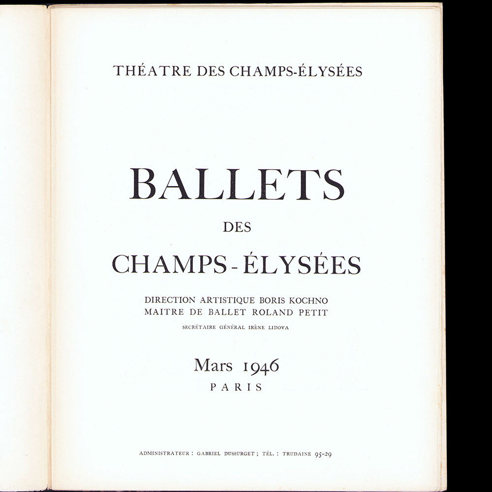 Ballets des Champs-Elysées - Programme n°2 de mars 1946, couverture de Bérard