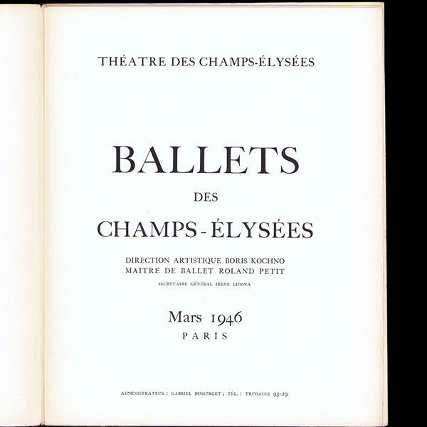 Ballets des Champs-Elysées - Programme n°2 de mars 1946, couverture de Bérard