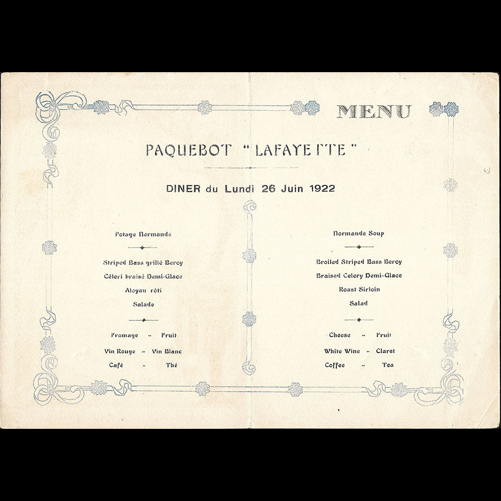 George Barbier - Les Fruits de France, menu illustré de George Barbier (1922)