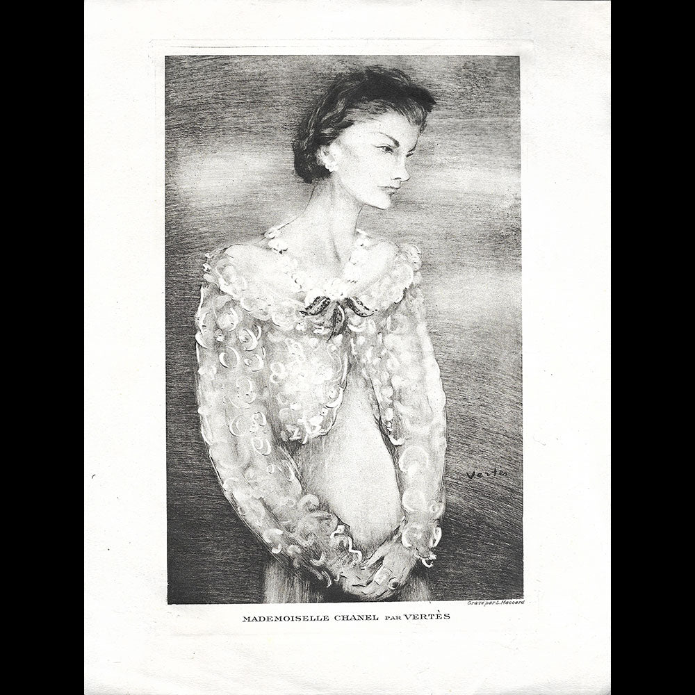 Mademoiselle Chanel par Vertes, gravure de Louis Maccard (1938)