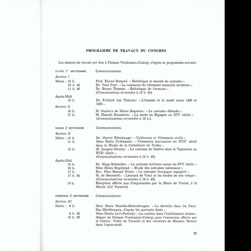 Actes du 1er Congrès International d'Histoire du Costume. Venise, 31 aout-7 septembre 1952