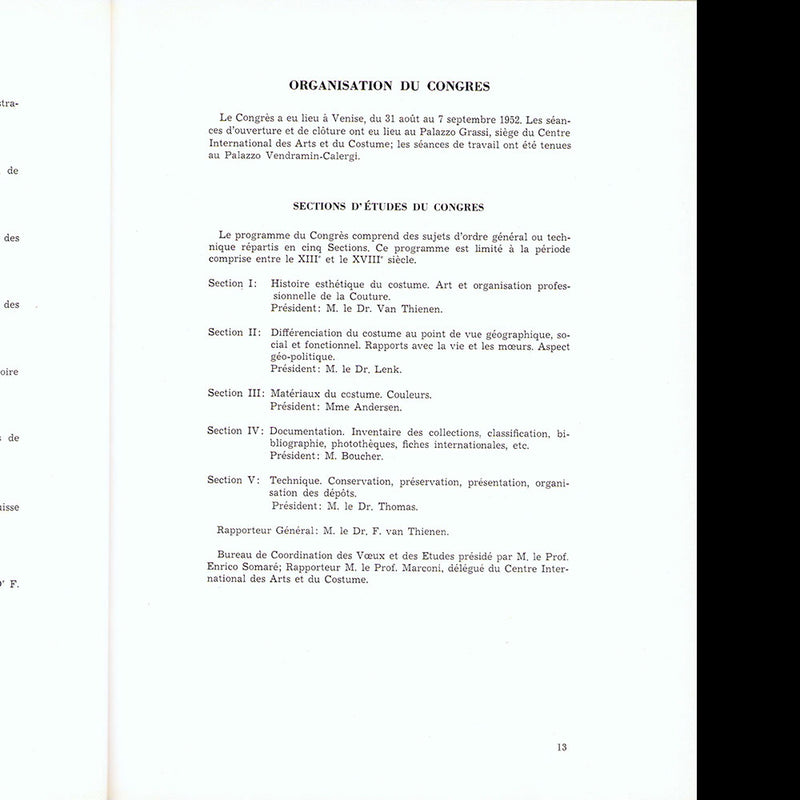 Actes du 1er Congrès International d'Histoire du Costume. Venise, 31 aout-7 septembre 1952