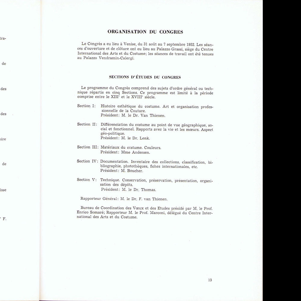 Actes du 1er Congrès International d'Histoire du Costume. Venise, 31 aout-7 septembre 1952