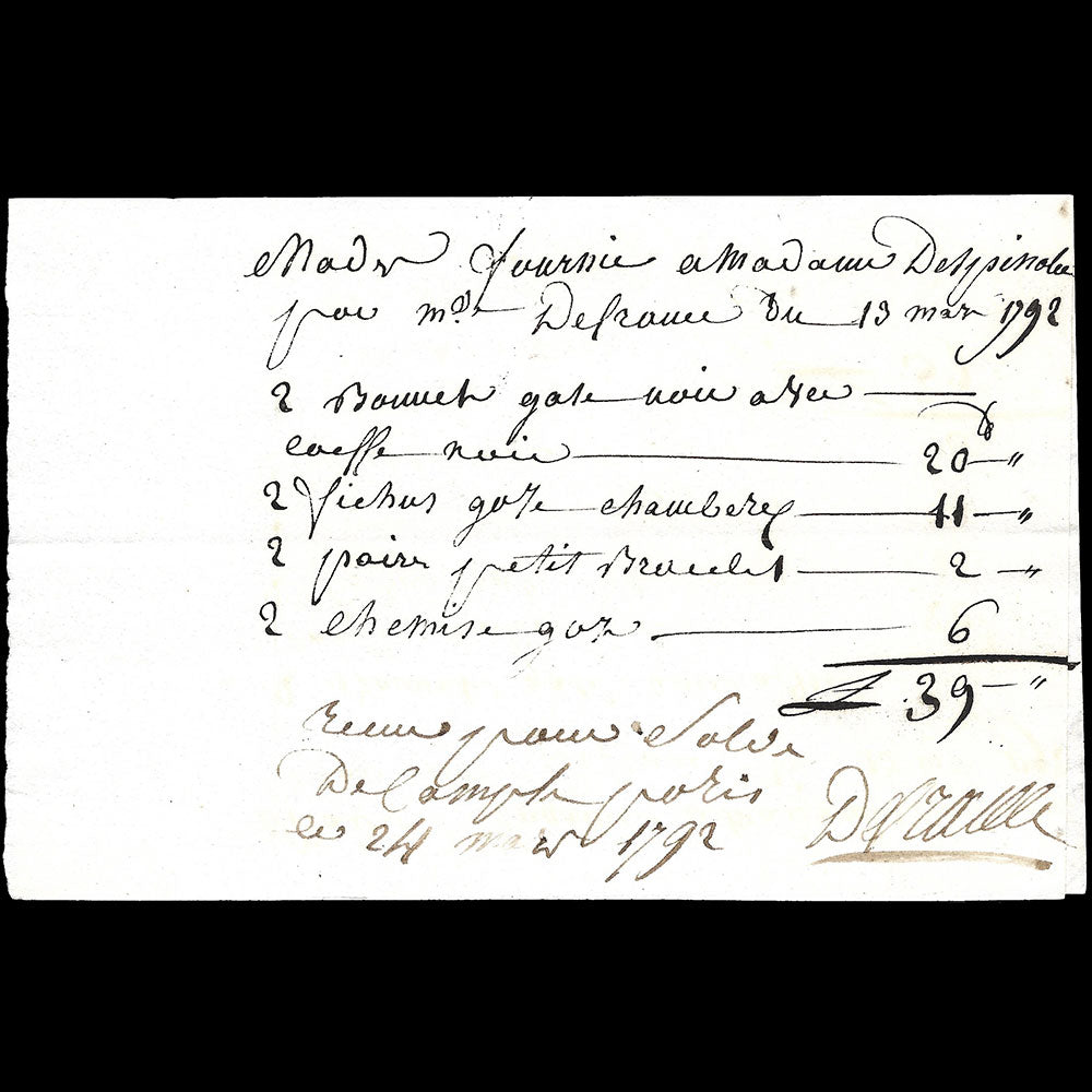 Defrance - Mémoire de la marchande de modes, Paris (1791)