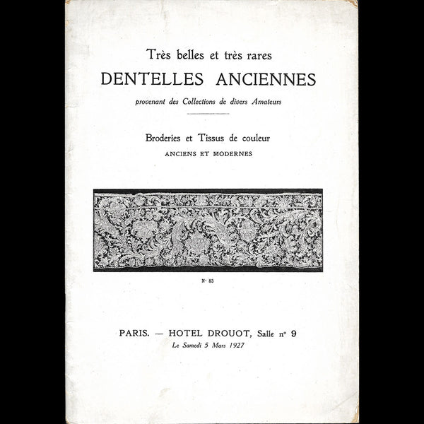 Très belles et rares dentelles anciennes - Catalogue de vente (1927)