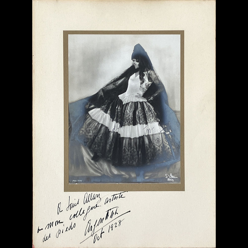 Argentina - Portrait de la danseuse, tirage de D'Ora avec envoi (1928)