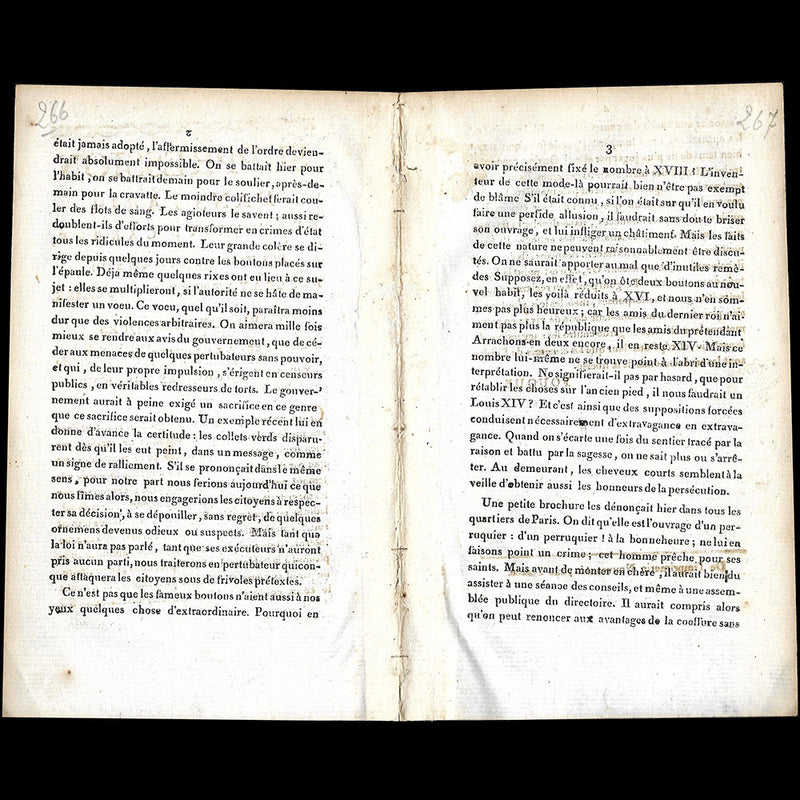 Fouque - Suppression dans Paris des habits carrés, des habits à la Louis XVIII, des cravattes à l'anglaise (circa 1815)