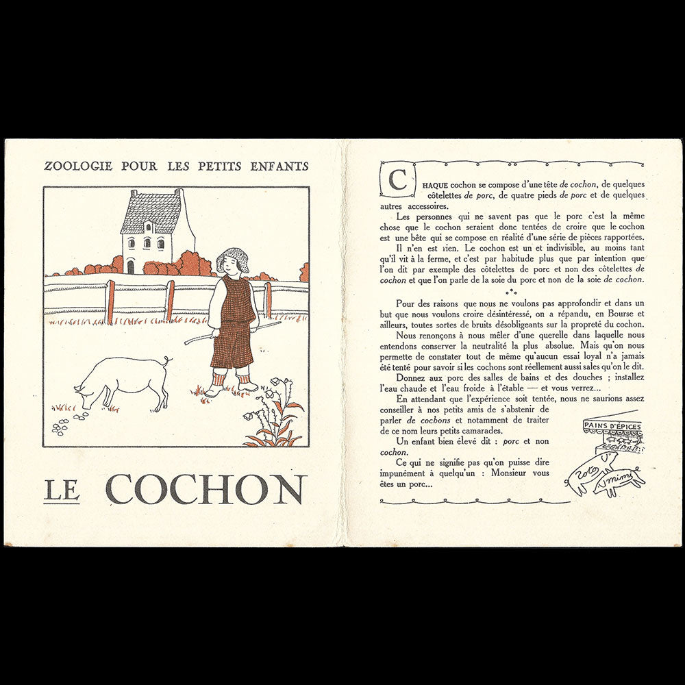 Galeries Lafayette - Zoologie pour les petits enfants, le Cochon (1925)