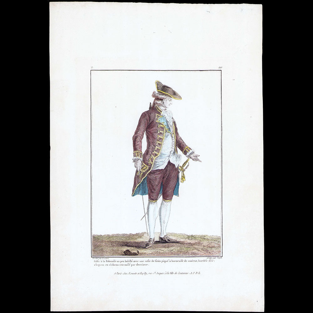 Gallerie des Modes et Costumes Français, 1778-1787, gravure n° T 110, Habit à la Polonaise par Leclerc (1779)