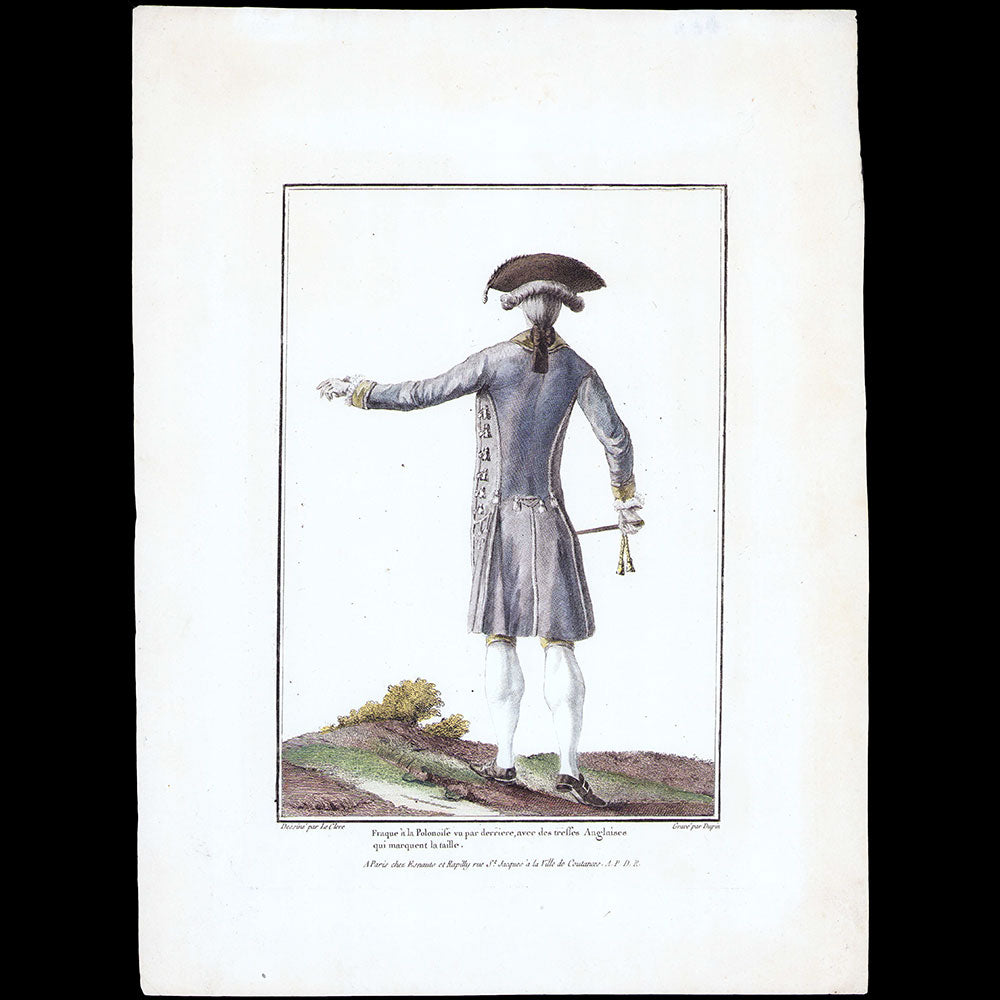 Gallerie des Modes et Costumes Français, 1778-1787, gravure n° R 101, Fraque à la Polonaise par Leclerc (1779)