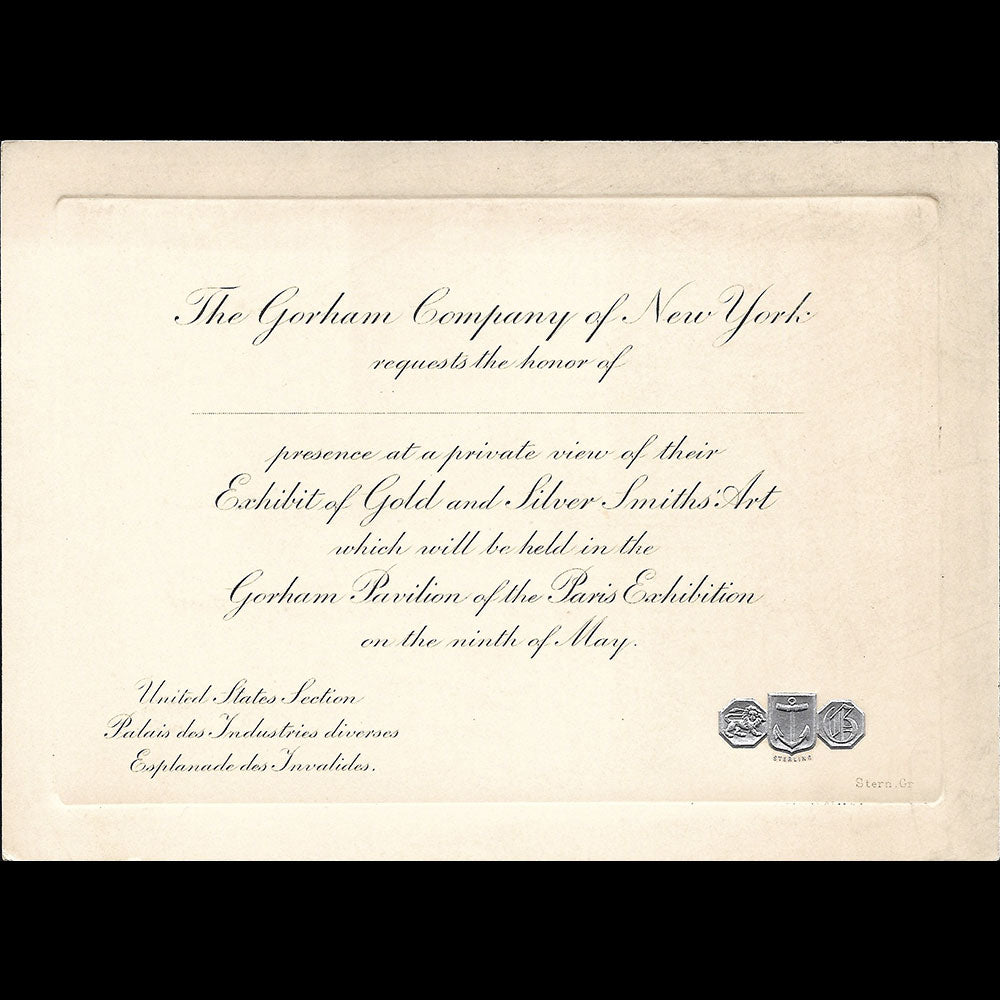 Gorham Company of New York - Invitation à l'Exposition d'orfévrerie et d'argenterie à l'Exposition Universelle de Paris (1900)