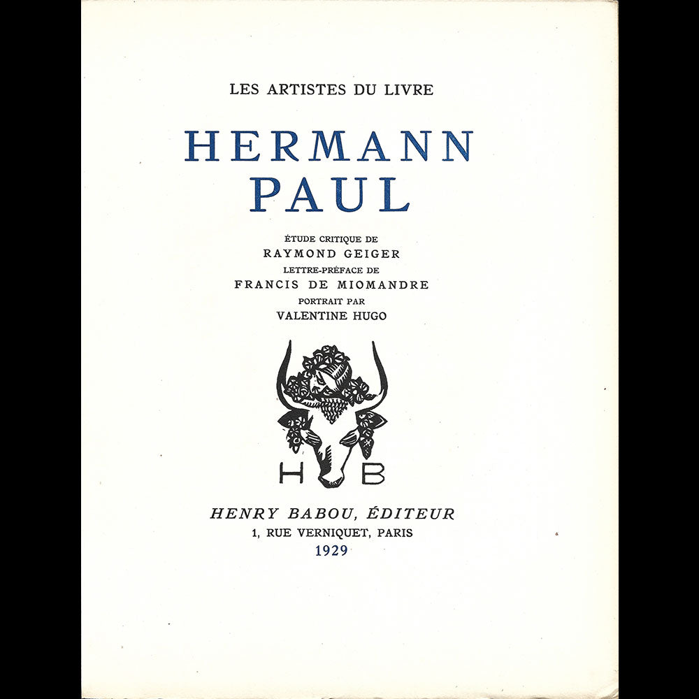 Hermann Paul - Les Artistes du Livre (1929)