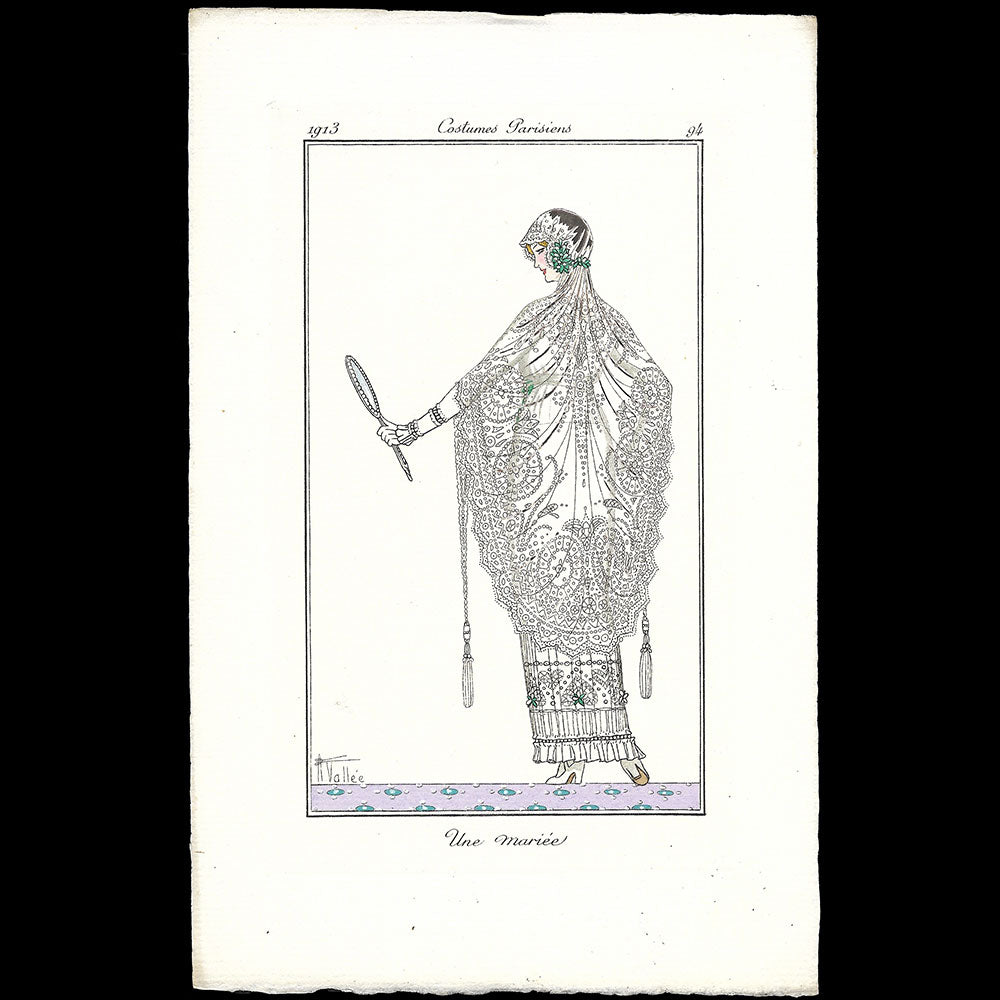 Journal des Dames et des Modes, Costumes Parisiens - Une mariée, planche d'Armand Vallée (1913)