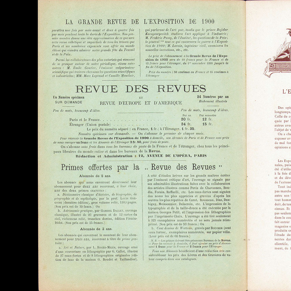 1900, La Grande Revue de L'Exposition, n°1 (novembre 1899)