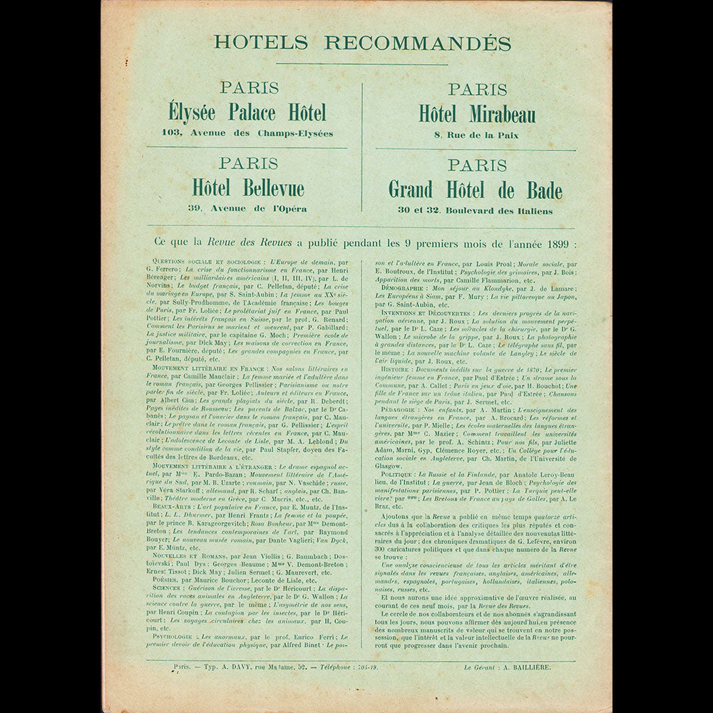 1900, La Grande Revue de L'Exposition, n°1 (novembre 1899)