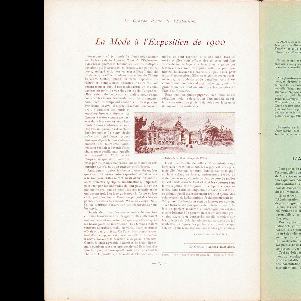 1900, La Grande Revue de L'Exposition, n°1 (novembre 1899)