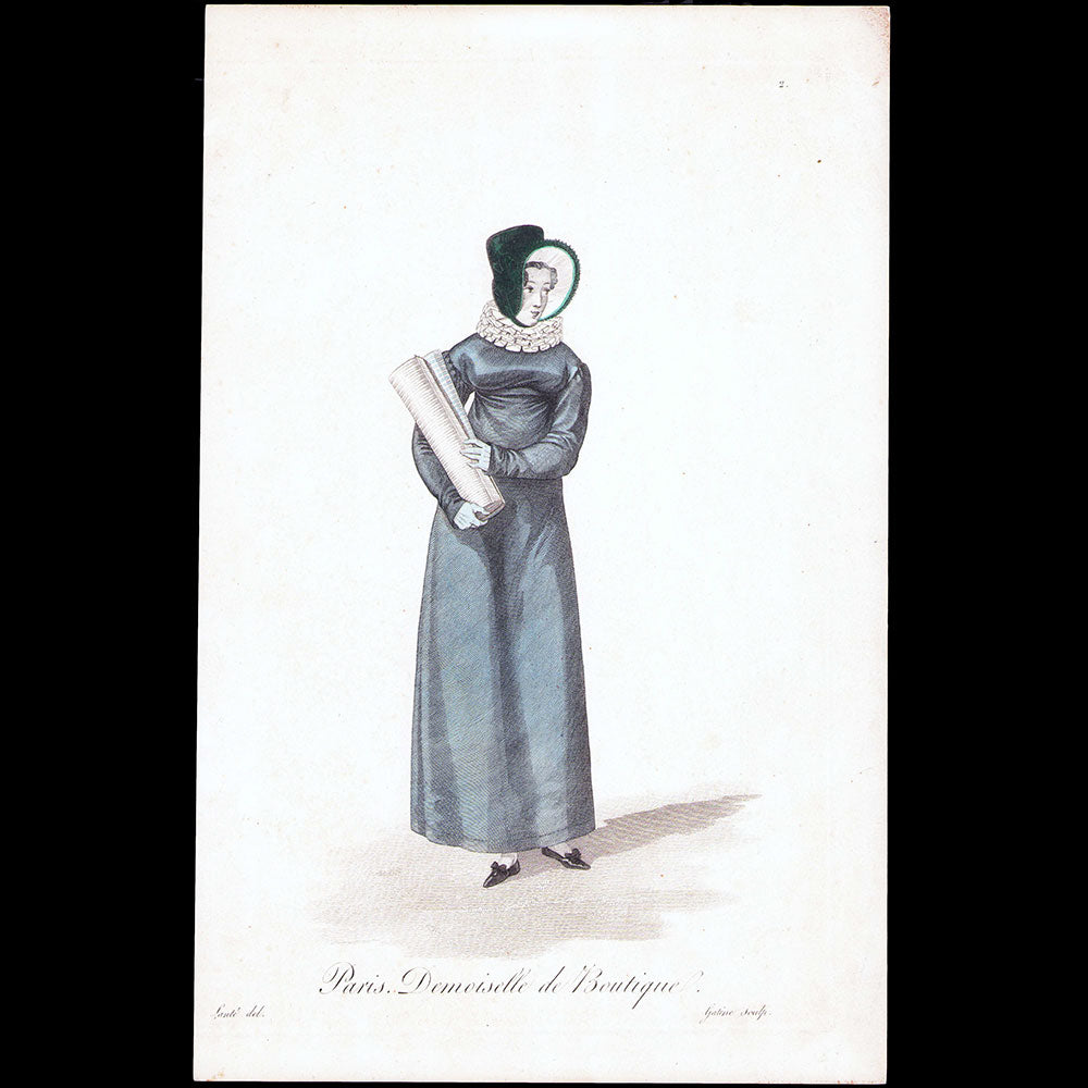 Les Ouvrières de Paris, planche n°2, Demoiselle de Boutique, par Louis-Marie Lanté (1816)