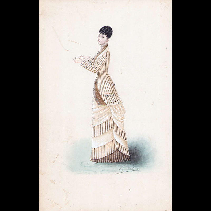 Ernest Leduc - Dessin d'une robe pour une maison de couture (circa 1860-1870)
