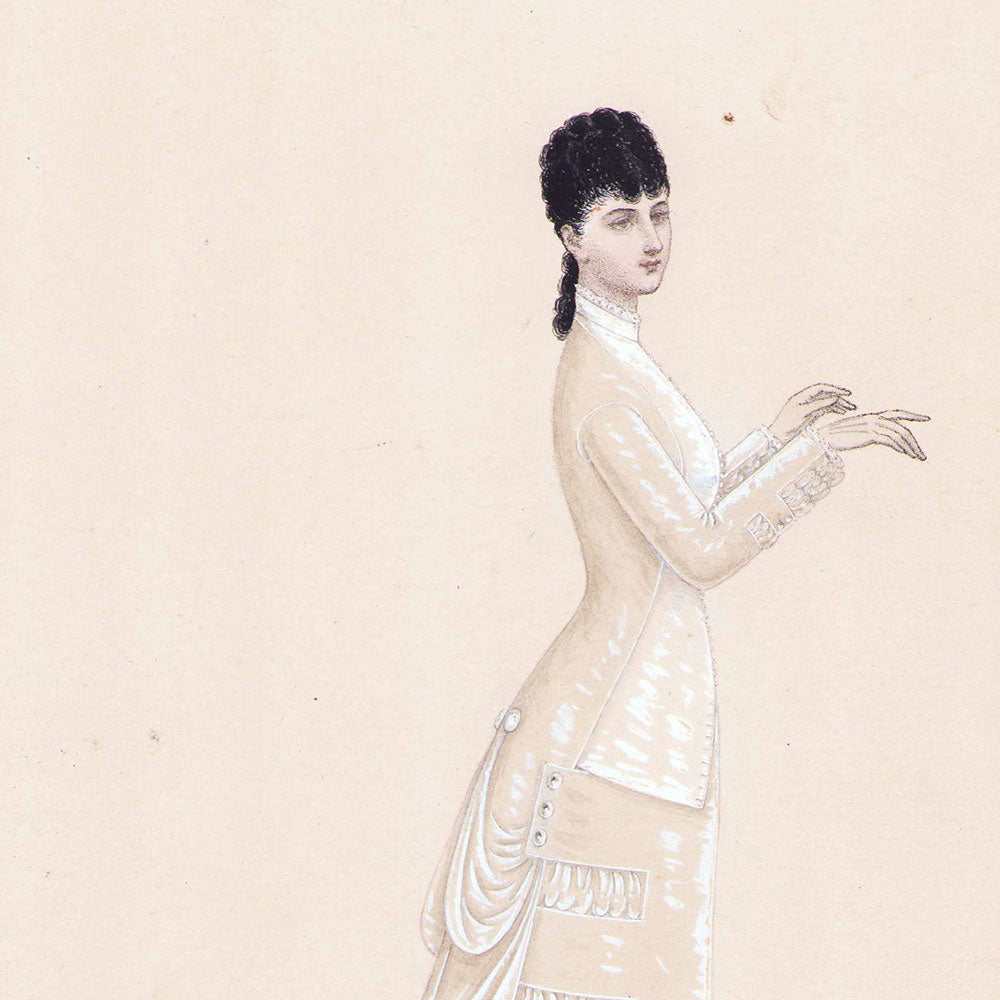 Ernest Leduc - Dessin d'une robe pour une maison de couture (circa 1860-1870)