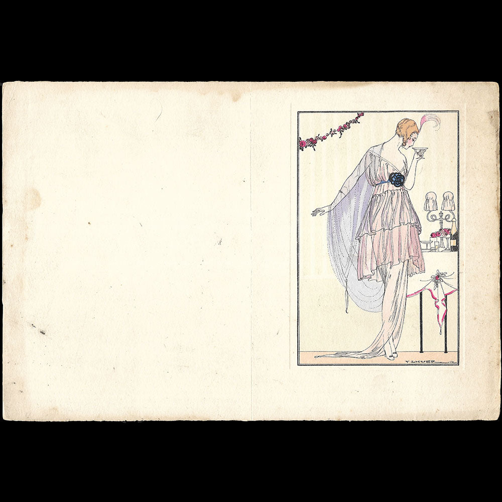 Victor Lhuer - Le Vrai Chic, Le Souper au cabaret, menu illustré (1914)